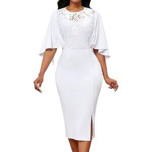 Women’s Long Sleeve Lace Pencil Dress Business Cocktail Work Formal